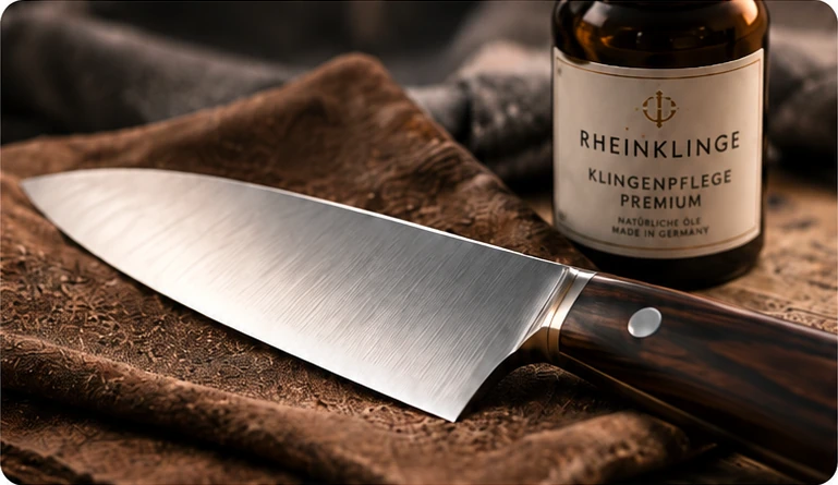 Fertig gesch&auml;rftes Messer mit Rheinklinge-Klingenpflege